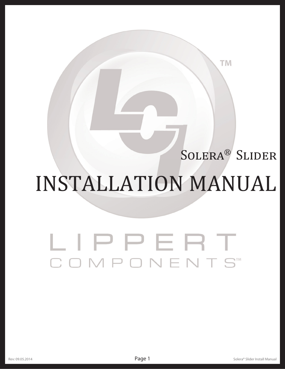 Lippert Components Solera Slider User Manual | 6 pages