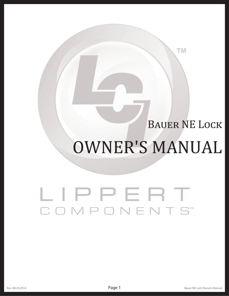 Lippert Components Bauer NE Lock User Manual | 8 pages