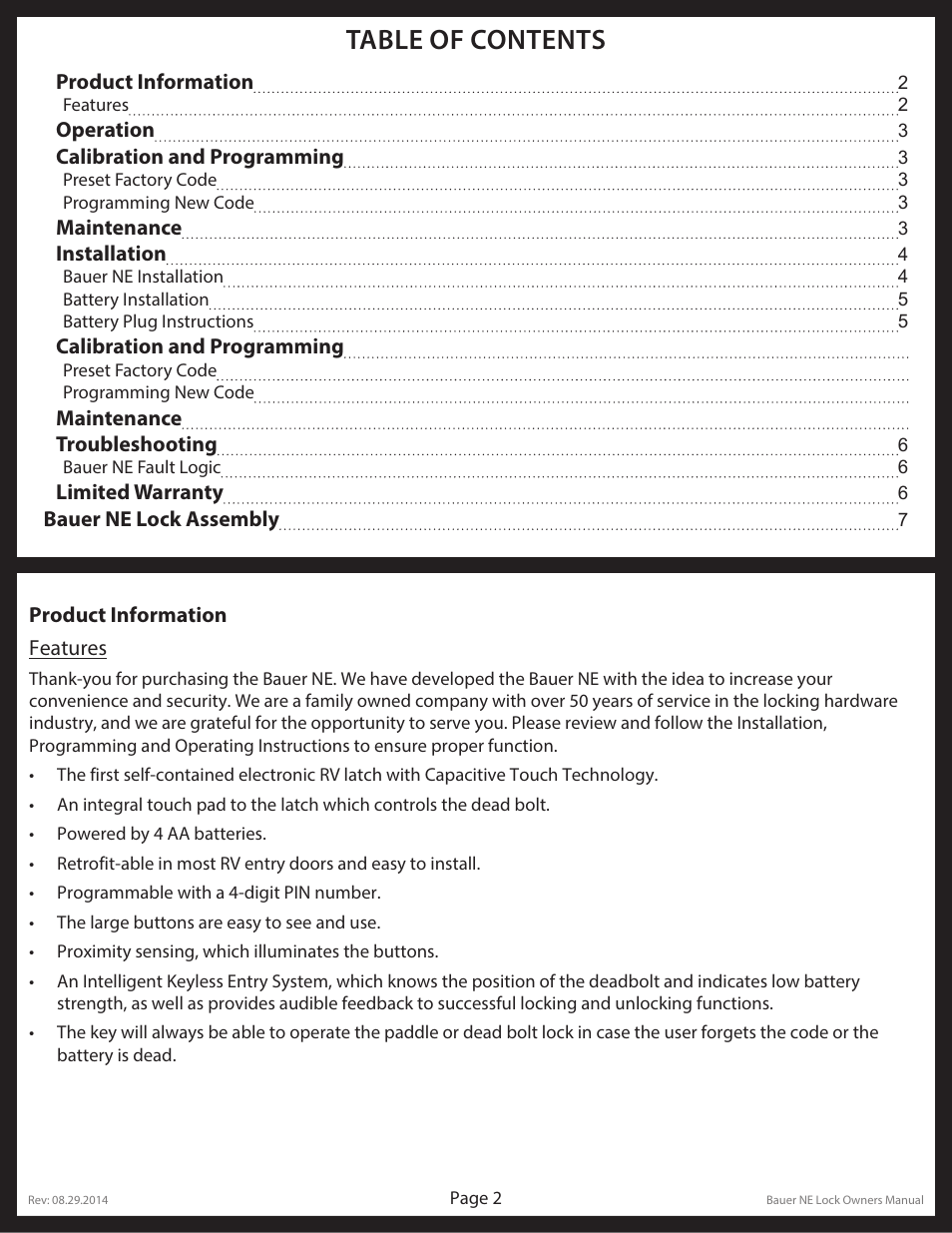Lippert Components Bauer NE Lock User Manual | Page 2 / 8