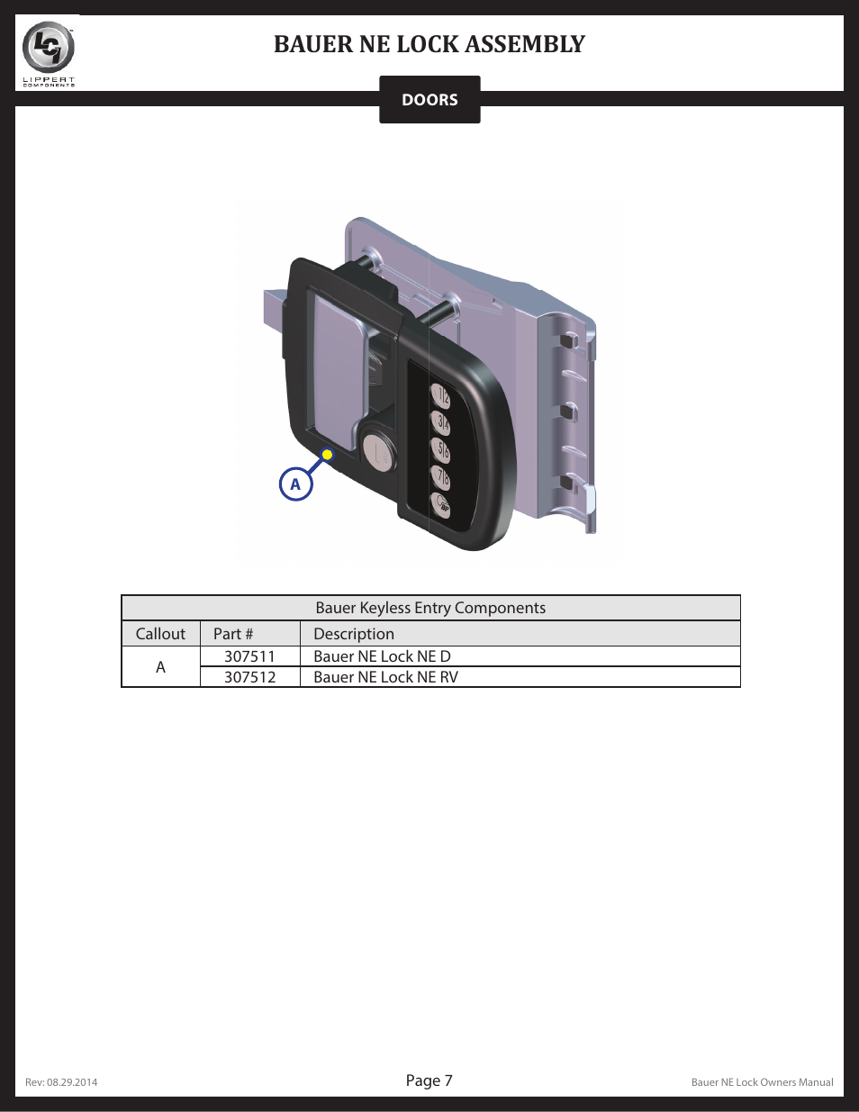 Bauer ne lock assembly | Lippert Components Bauer NE Lock User Manual | Page 7 / 8