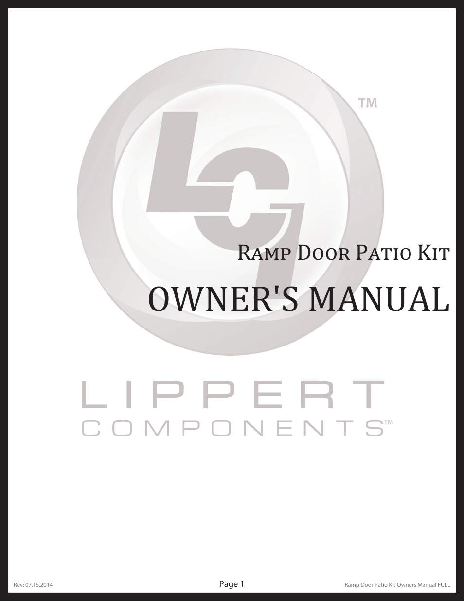 Lippert Components Ramp Door Patio Kit User Manual | 6 pages