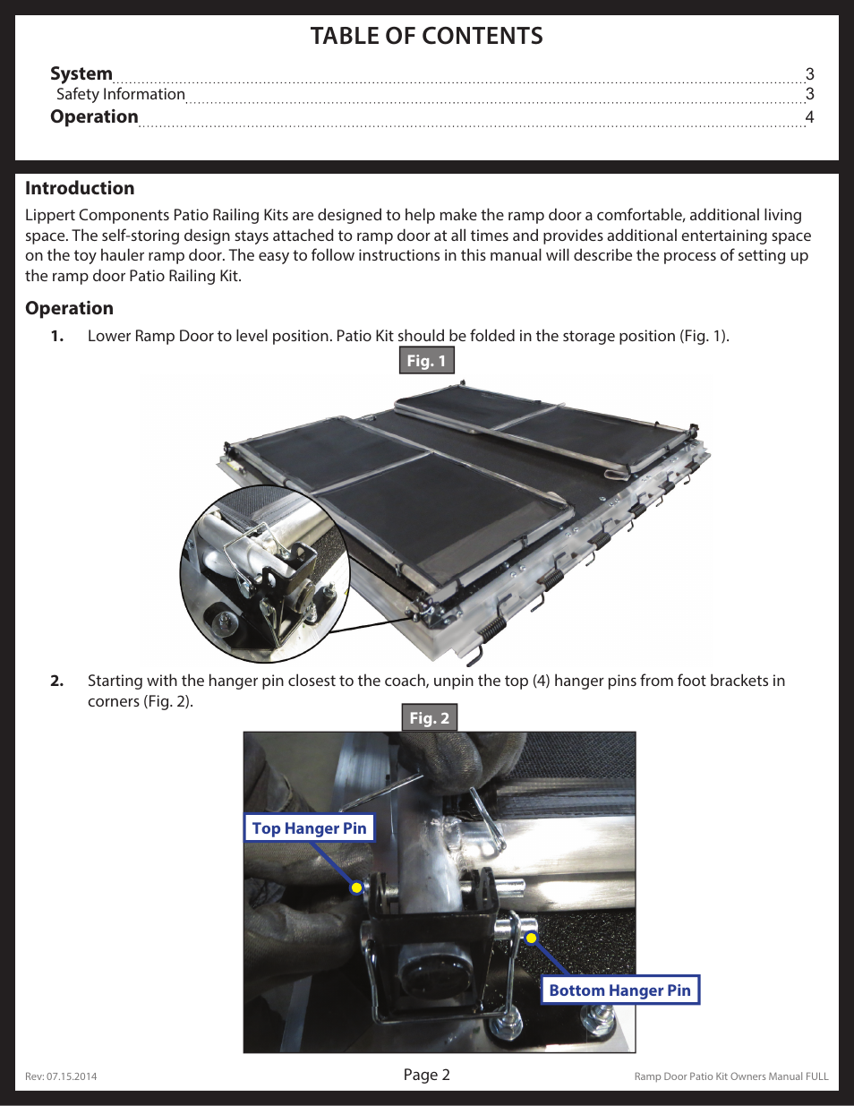 Lippert Components Ramp Door Patio Kit User Manual | Page 2 / 6