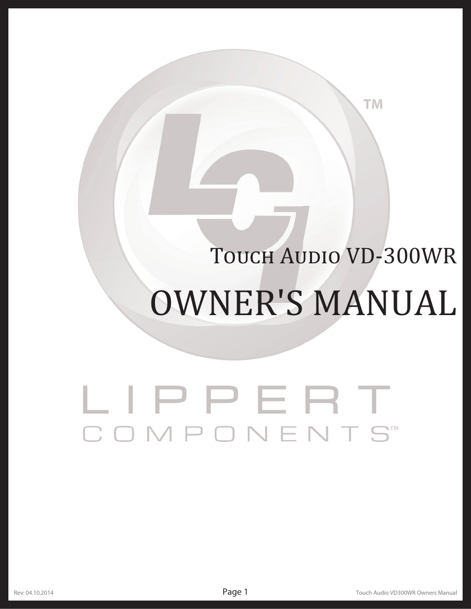 Lippert Components Touch Audio VD300WR User Manual | 16 pages