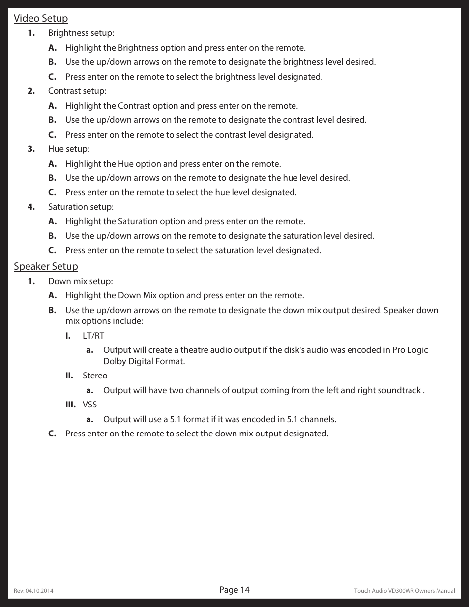 Lippert Components Touch Audio VD300WR User Manual | Page 14 / 16