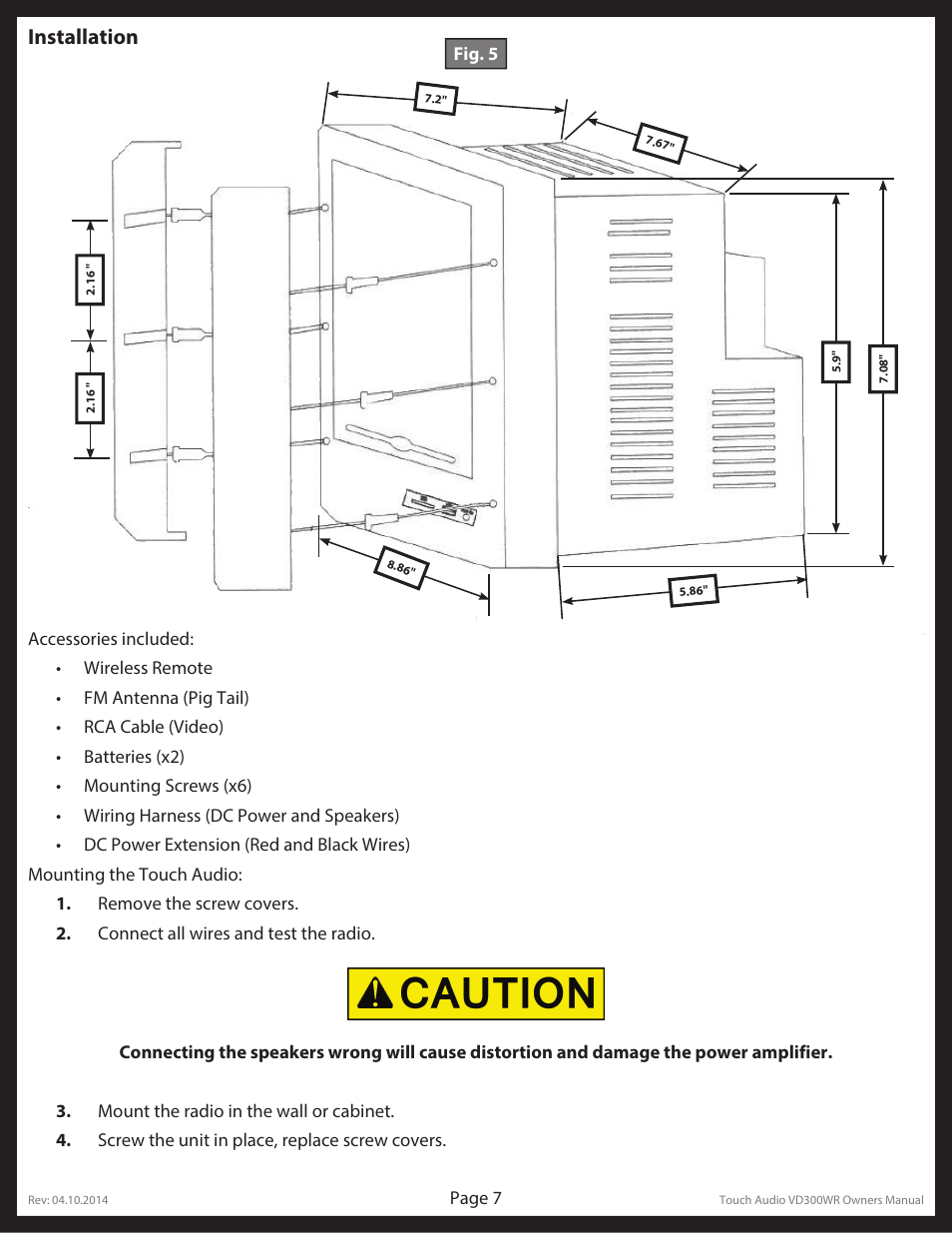 Installation | Lippert Components Touch Audio VD300WR User Manual | Page 7 / 16