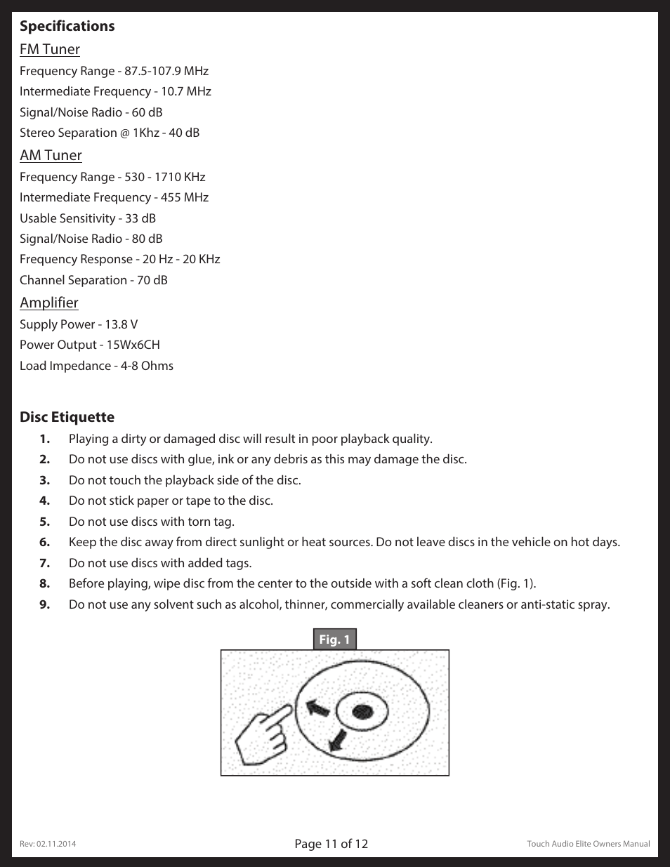 Lippert Components Touch Audio Elite User Manual | Page 11 / 12