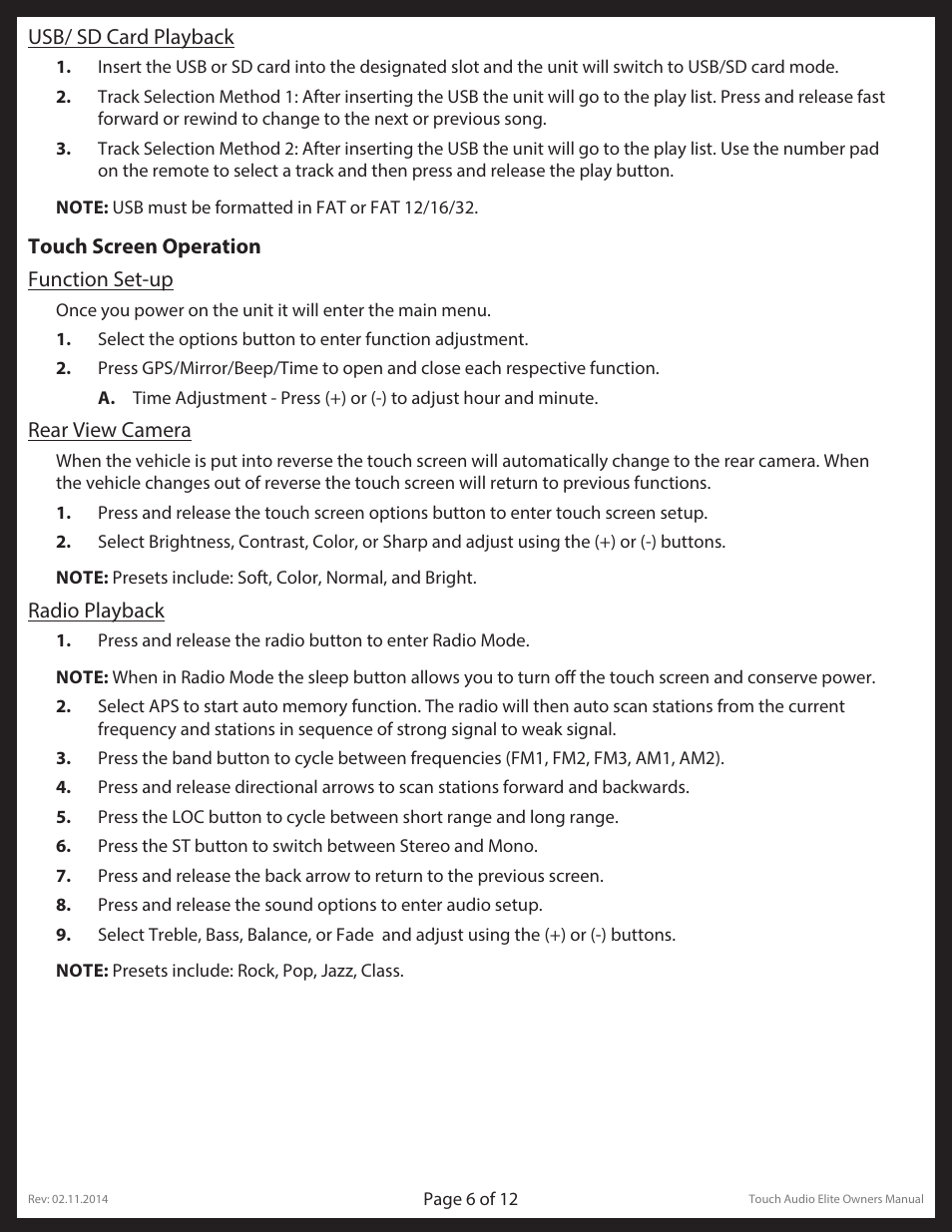 Lippert Components Touch Audio Elite User Manual | Page 6 / 12