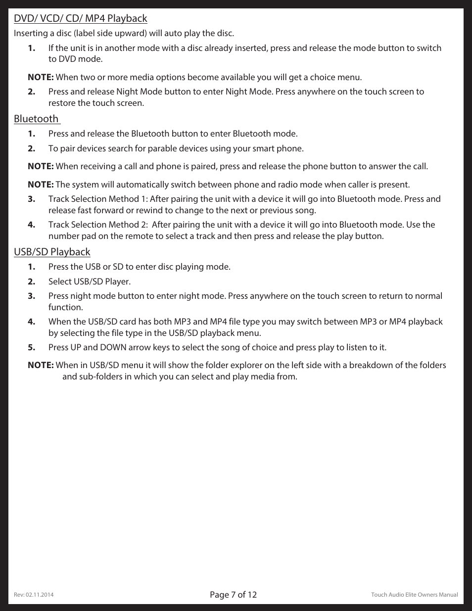 Lippert Components Touch Audio Elite User Manual | Page 7 / 12