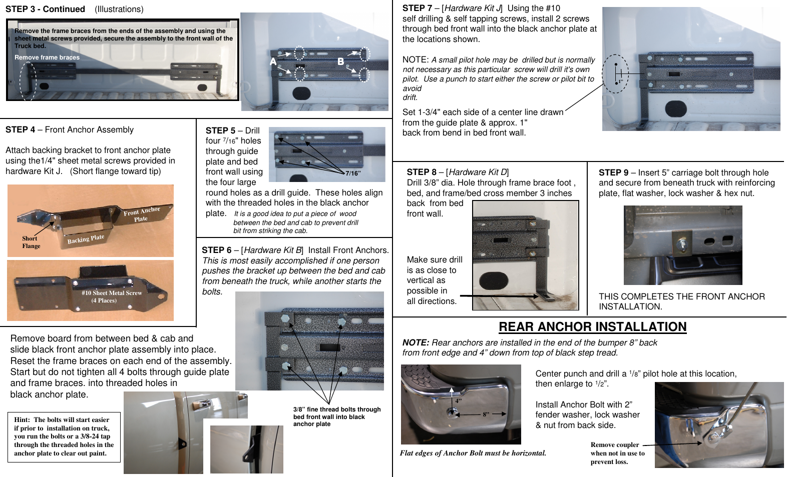 Rear anchor installation, Mounting holes | Lippert Components FT-DR10 User Manual | Page 2 / 2