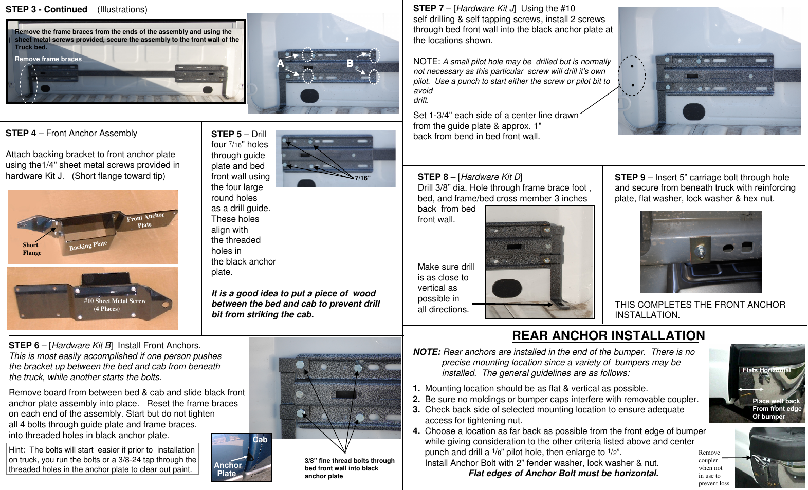 Rear anchor installation, Mounting holes | Lippert Components FT-DR8 User Manual | Page 2 / 2
