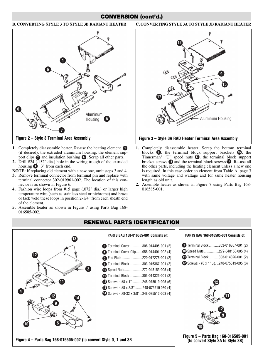 Conversion (cont’d.), Renewal parts identification | Chromalox PG407-3 User Manual | Page 2 / 4