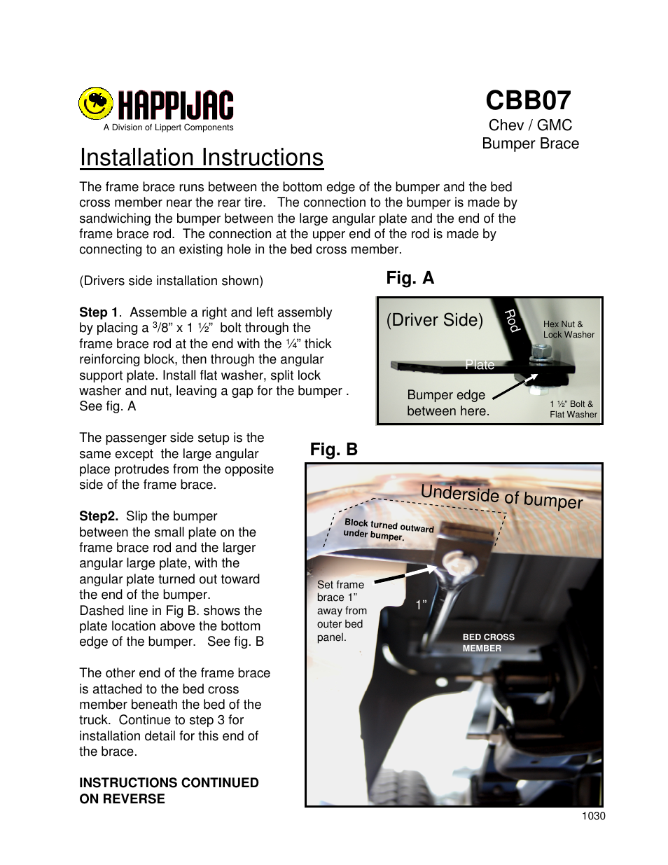 Lippert Components CBB07 Bumper Brace Installaion User Manual | 2 pages