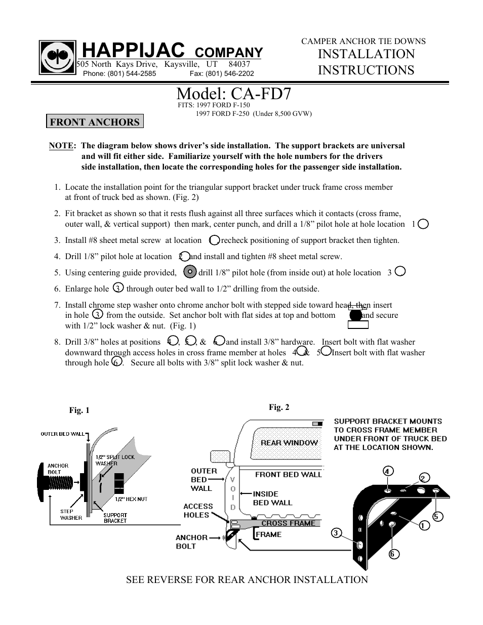 Lippert Components CA-FD7 User Manual | 2 pages