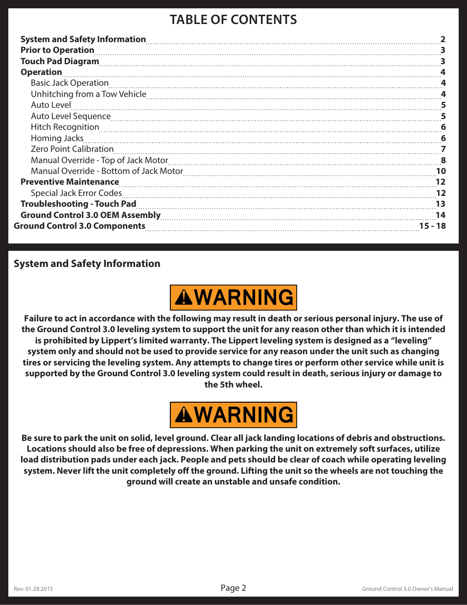 Lippert Components Ground Control 3.0 User Manual | Page 2 / 19