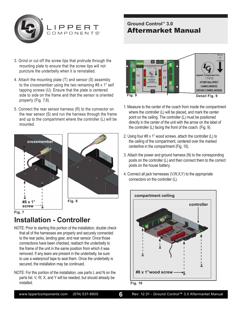 Installation - controller, Aftermarket manual | Lippert Components Ground Control 3.0 Aftermarket User Manual | Page 6 / 20