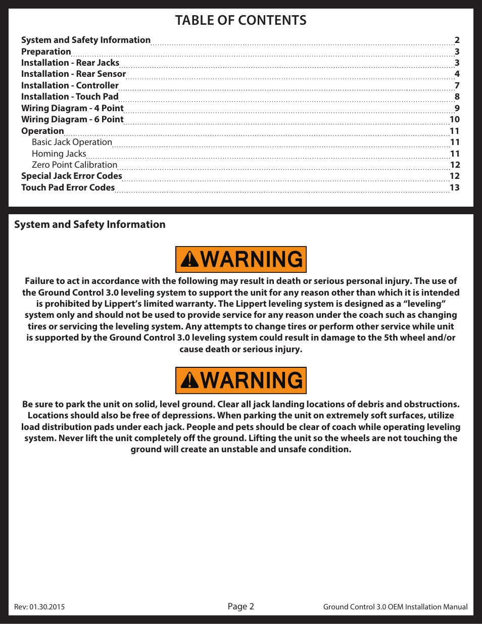 Lippert Components Ground Control 3.0 OEM User Manual | Page 2 / 15