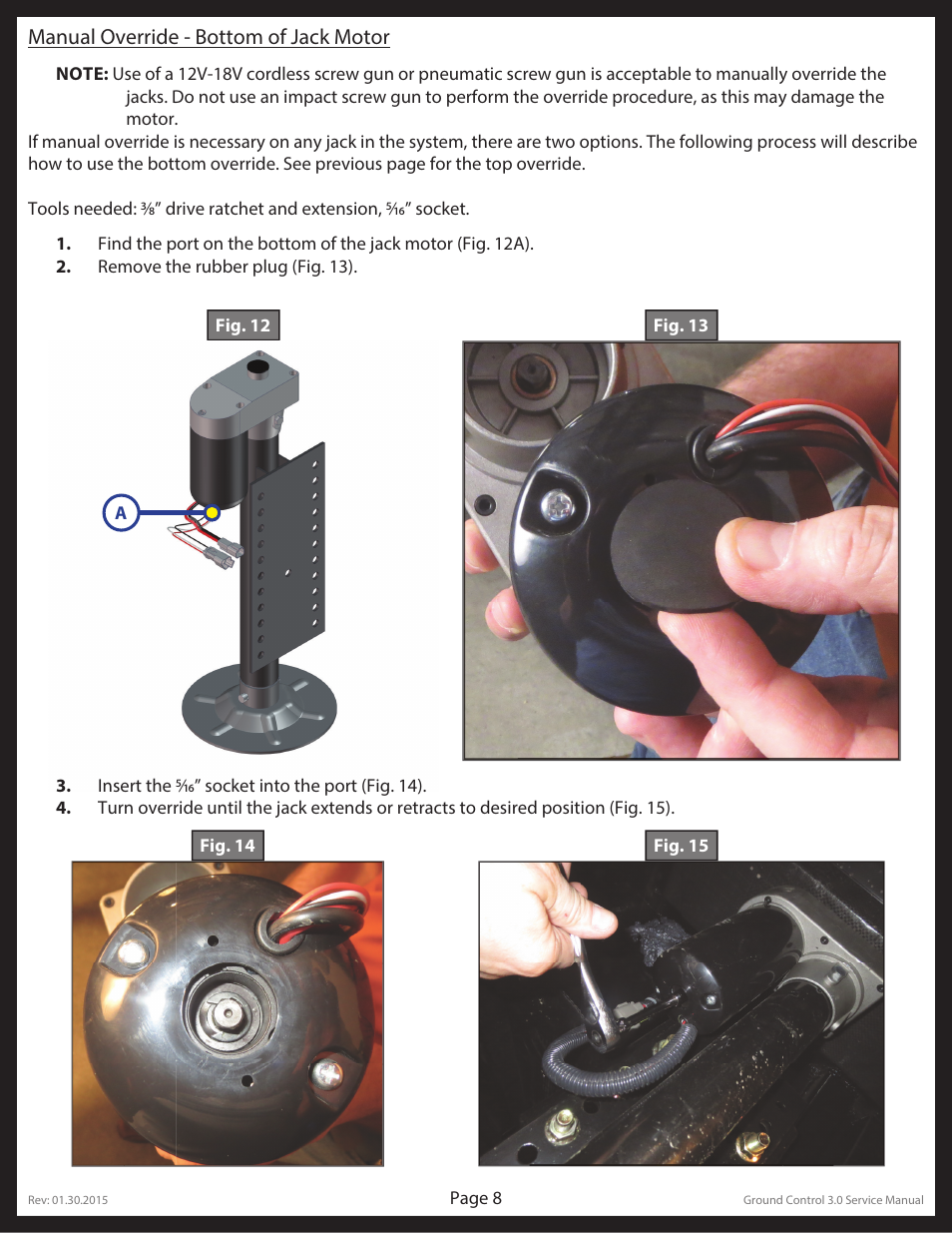 Manual override - bottom of jack motor | Lippert Components Ground Control 3.0 User Manual | Page 8 / 26