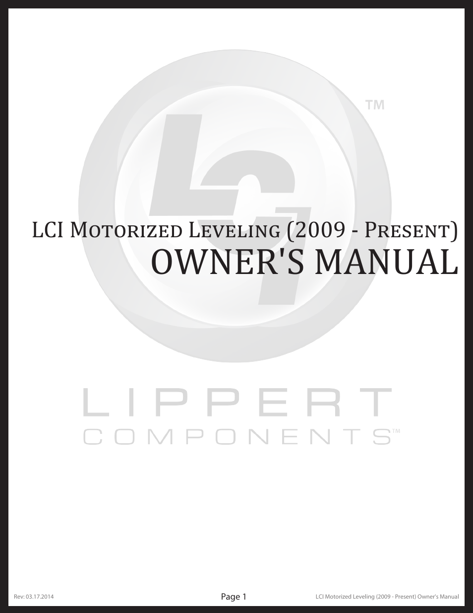 Lippert Components LCI Motorized Leveling (2009 - Present) User Manual | 19 pages