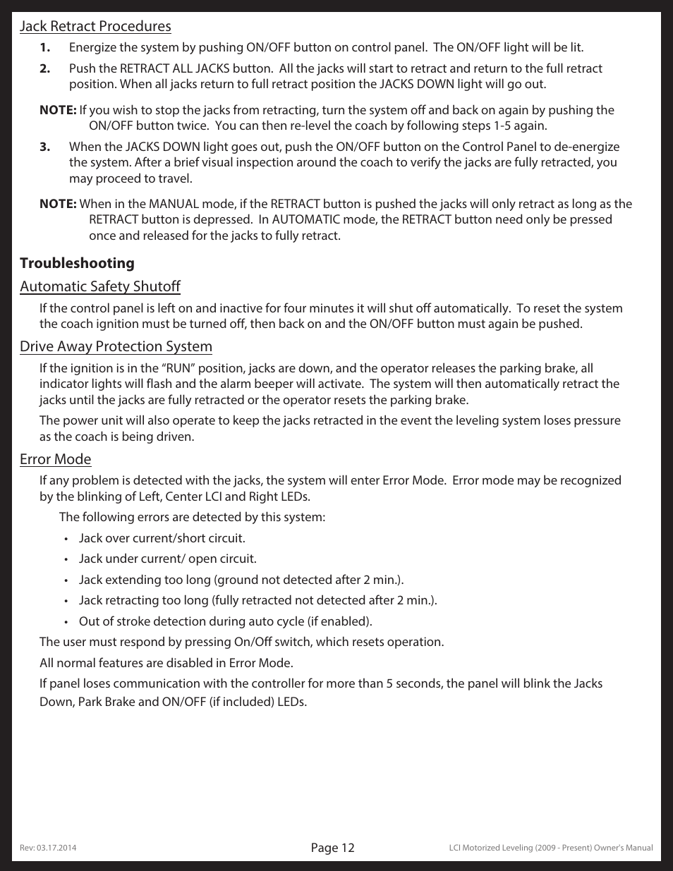 Lippert Components LCI Motorized Leveling (2009 - Present) User Manual | Page 12 / 19