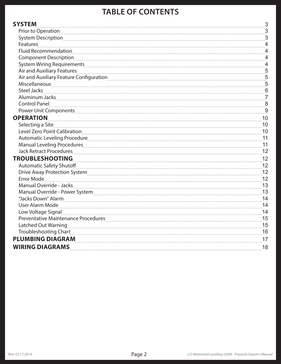 Lippert Components LCI Motorized Leveling (2009 - Present) User Manual | Page 2 / 19