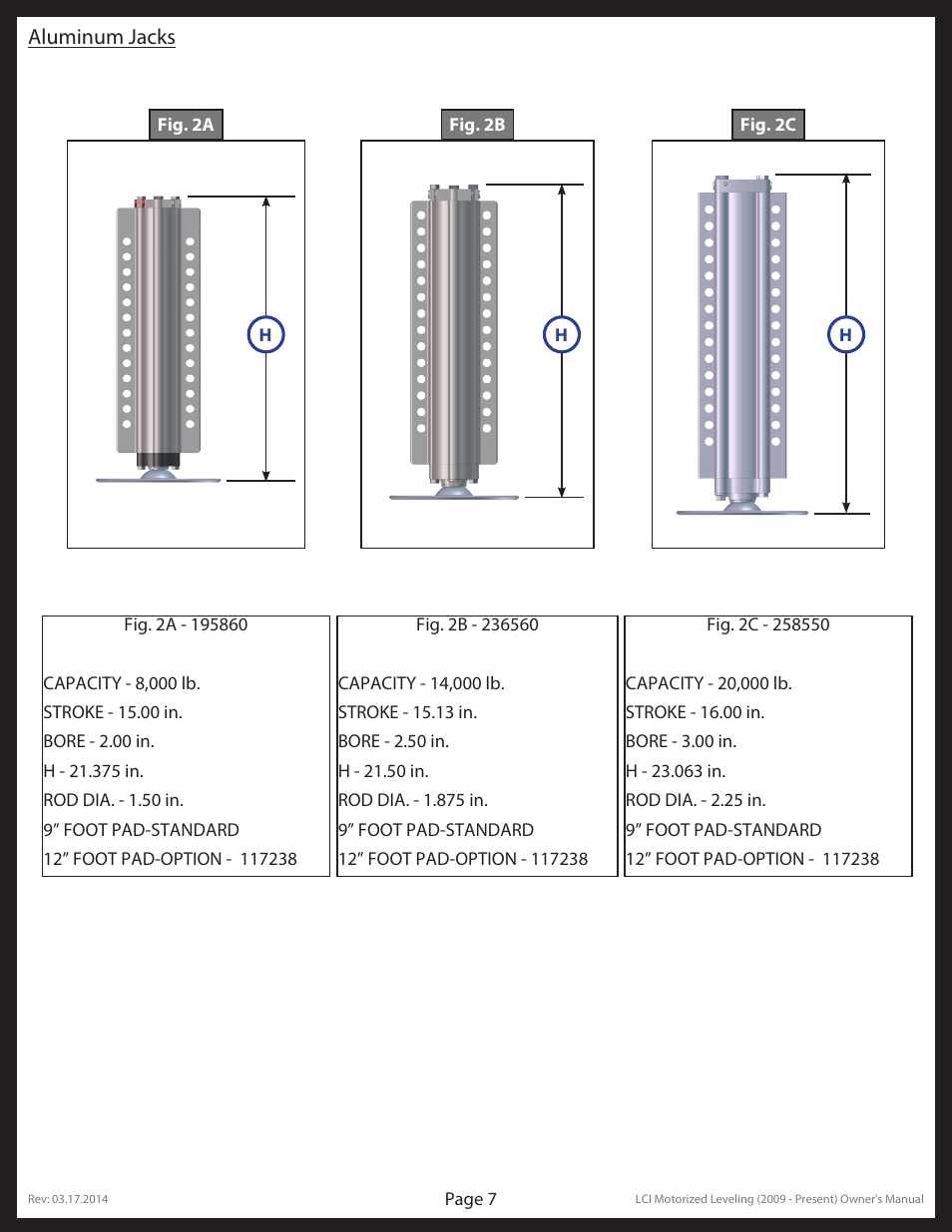 Aluminum jacks | Lippert Components LCI Motorized Leveling (2009 - Present) User Manual | Page 7 / 19