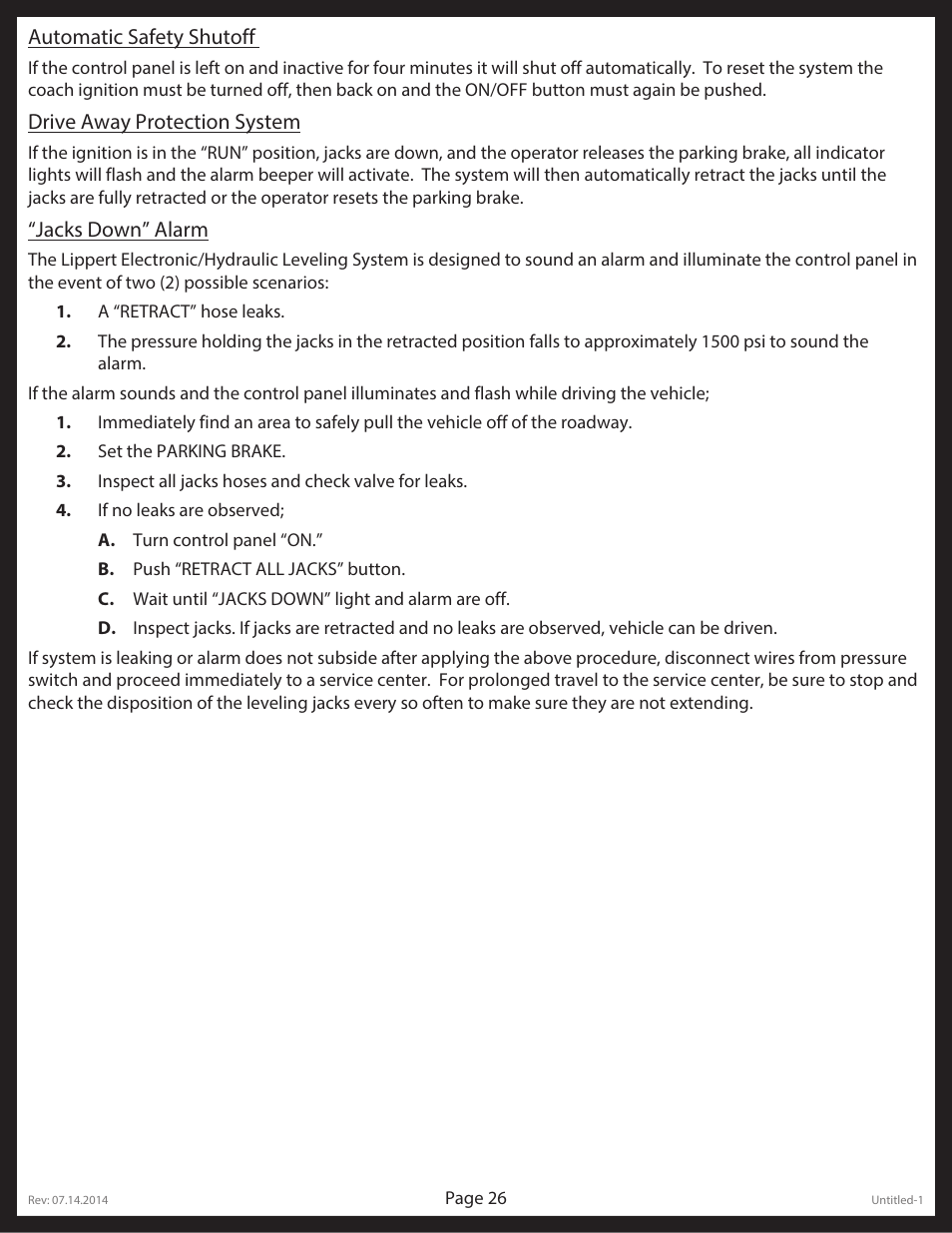 Lippert Components LCI Electronic/Hydraulic Leveling & Slideout User Manual | Page 26 / 31