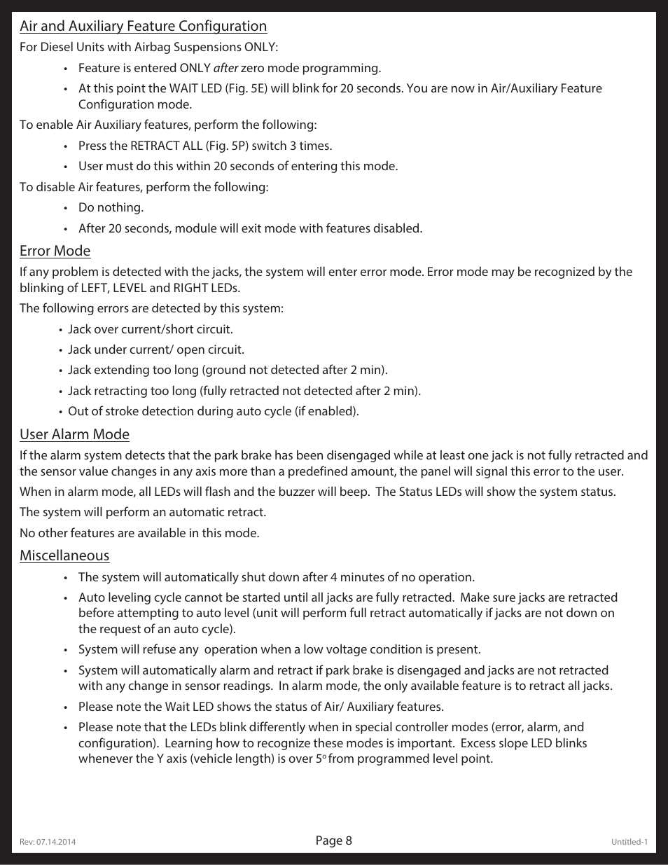 Lippert Components LCI Electronic/Hydraulic Leveling & Slideout User Manual | Page 8 / 31
