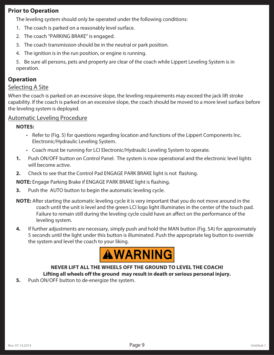 Lippert Components LCI Electronic/Hydraulic Leveling & Slideout User Manual | Page 9 / 31