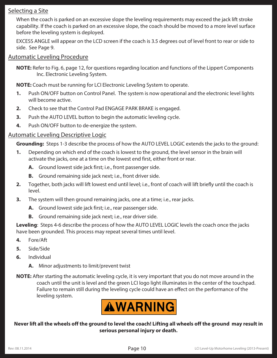 Lippert Components LCI Level-Up Motorhome Leveling (2013-present) User Manual | Page 10 / 20