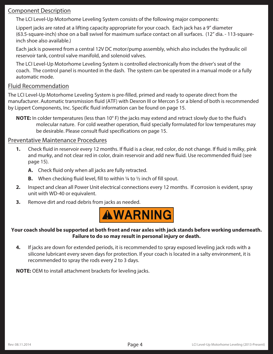 Lippert Components LCI Level-Up Motorhome Leveling (2013-present) User Manual | Page 4 / 20
