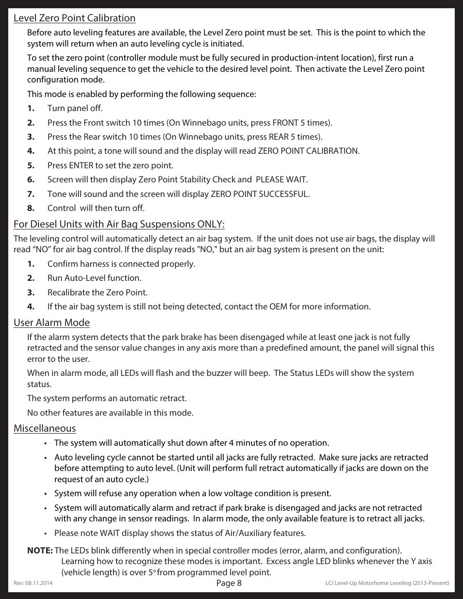 Lippert Components LCI Level-Up Motorhome Leveling (2013-present) User Manual | Page 8 / 20