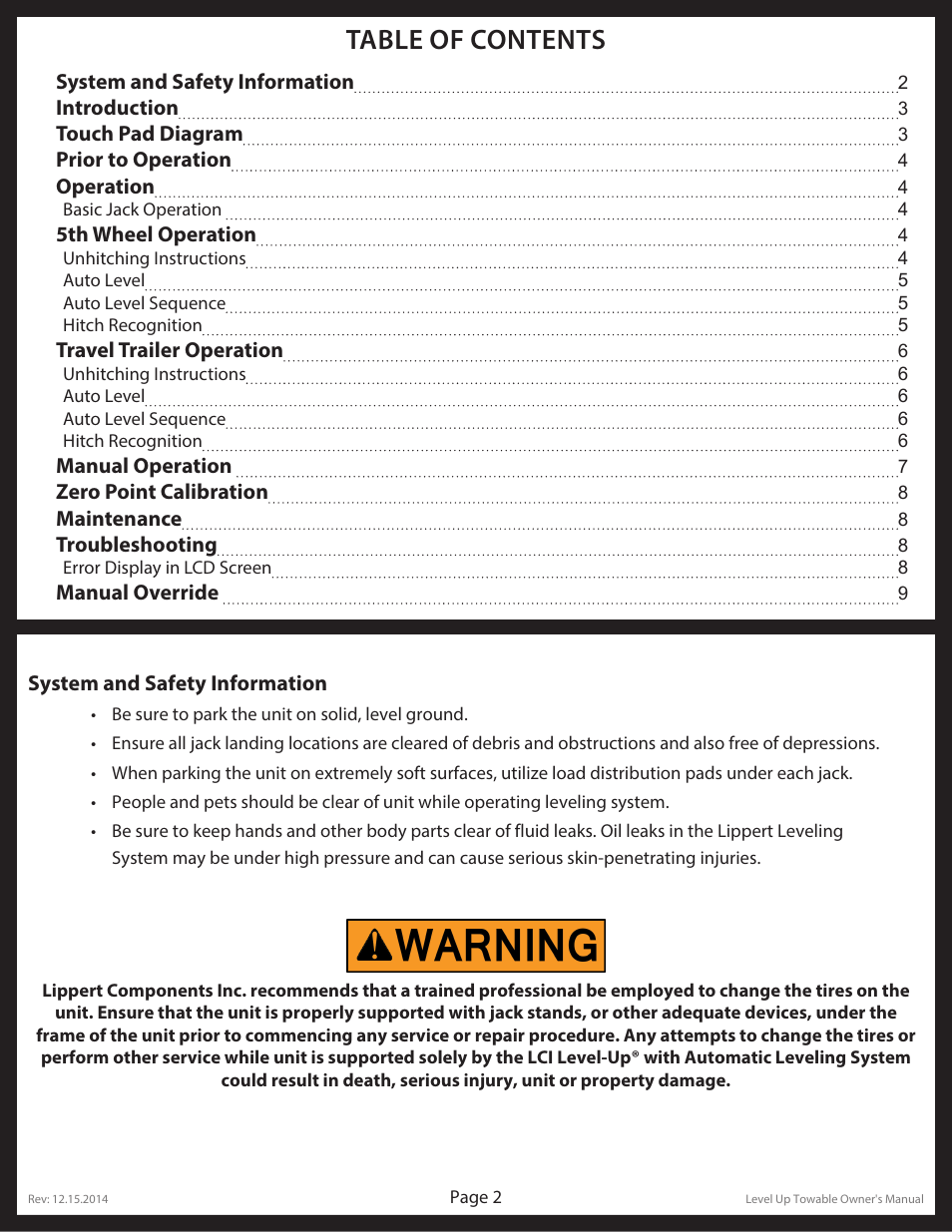 Lippert Components Level Up User Manual | Page 2 / 10