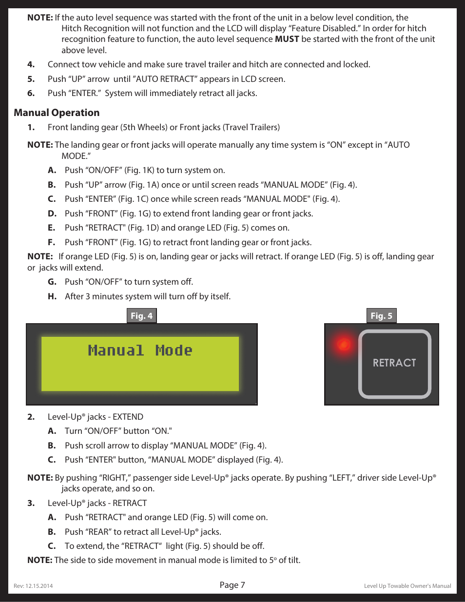 Manual operation | Lippert Components Level Up User Manual | Page 7 / 10