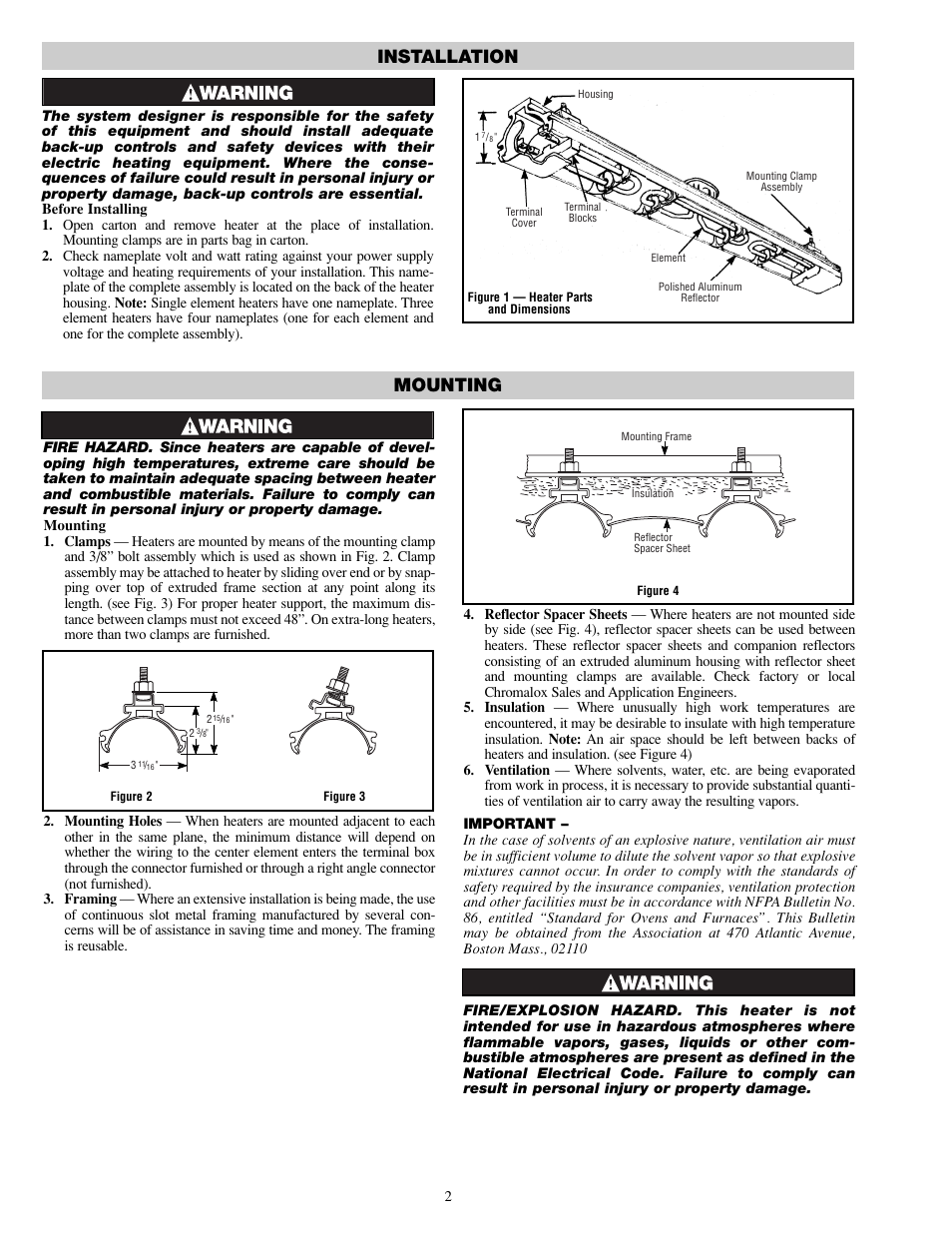 Installation mounting | Chromalox DU-RAD-458 6.04 757 User Manual | Page 2 / 8