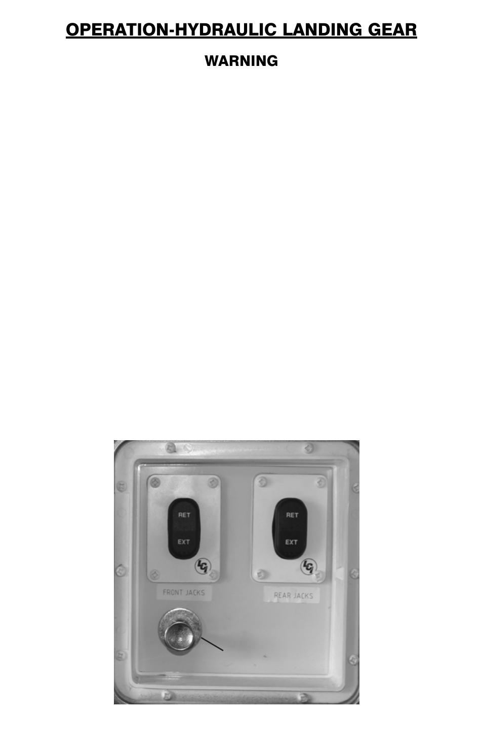 Operation-hydraulic landing gear | Lippert Components Hydraulic Slideout And Hydraulic Landing Gear (hlg) System User Manual | Page 13 / 28