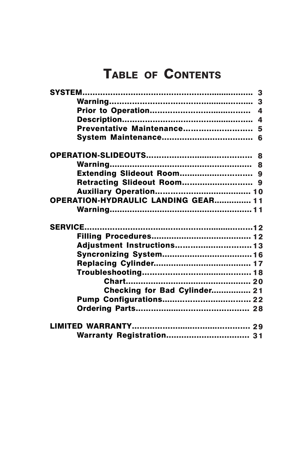 Lippert Components Xl Hydraulic Slideout And Hydraulic Landing Gear (hlg) System User Manual | Page 2 / 28
