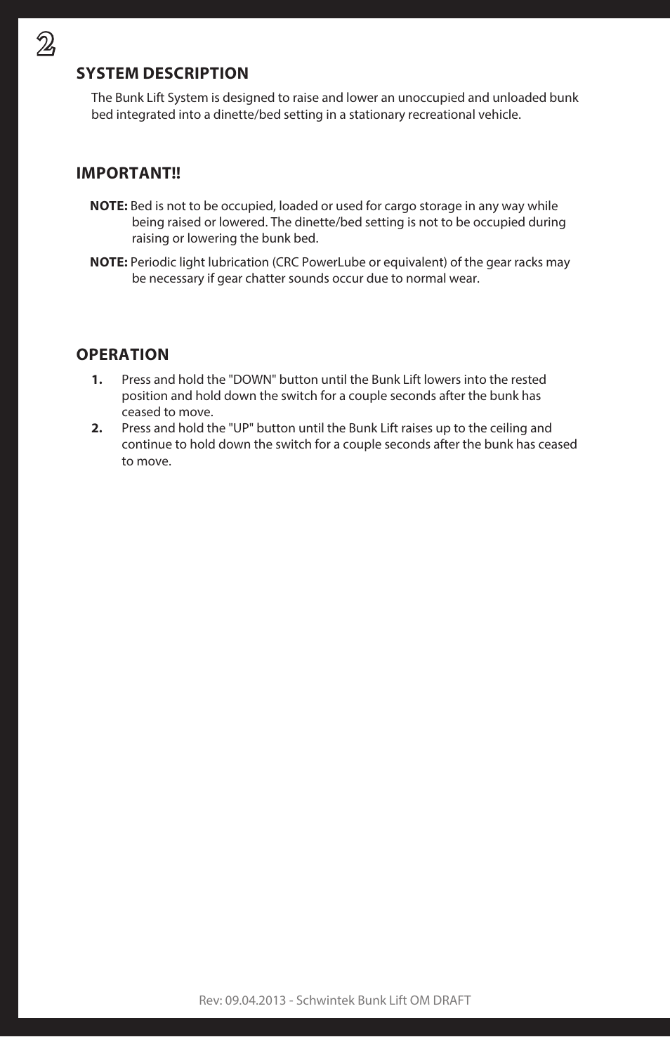 Lippert Components Schwintek Bunk Lift User Manual | Page 2 / 4