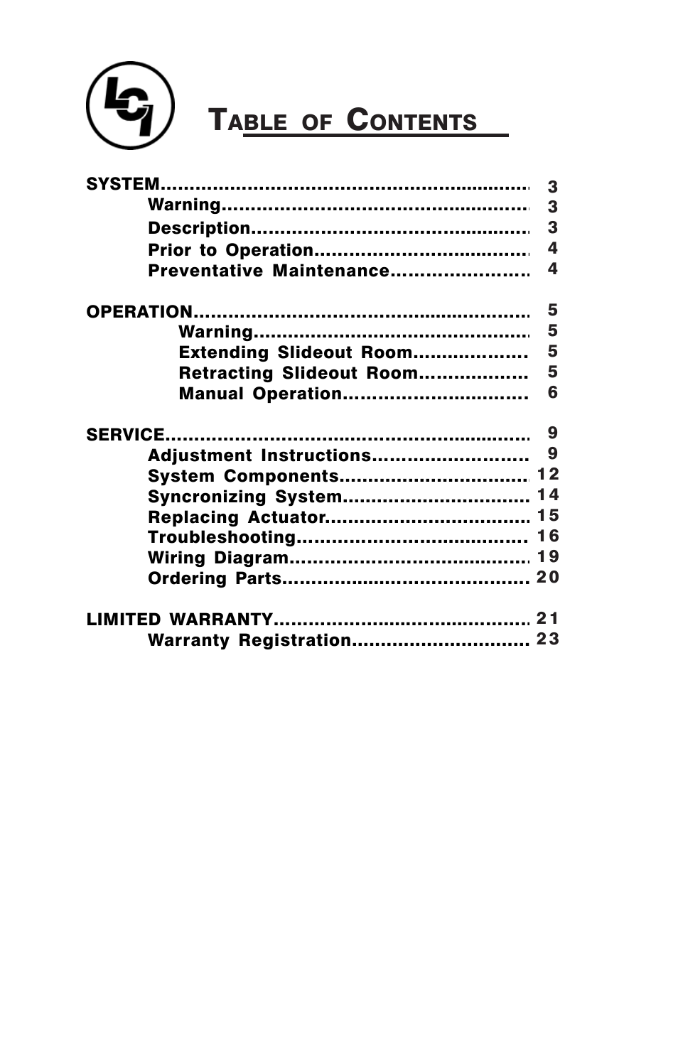 Lippert Components Electric Slideout System User Manual | Page 2 / 20