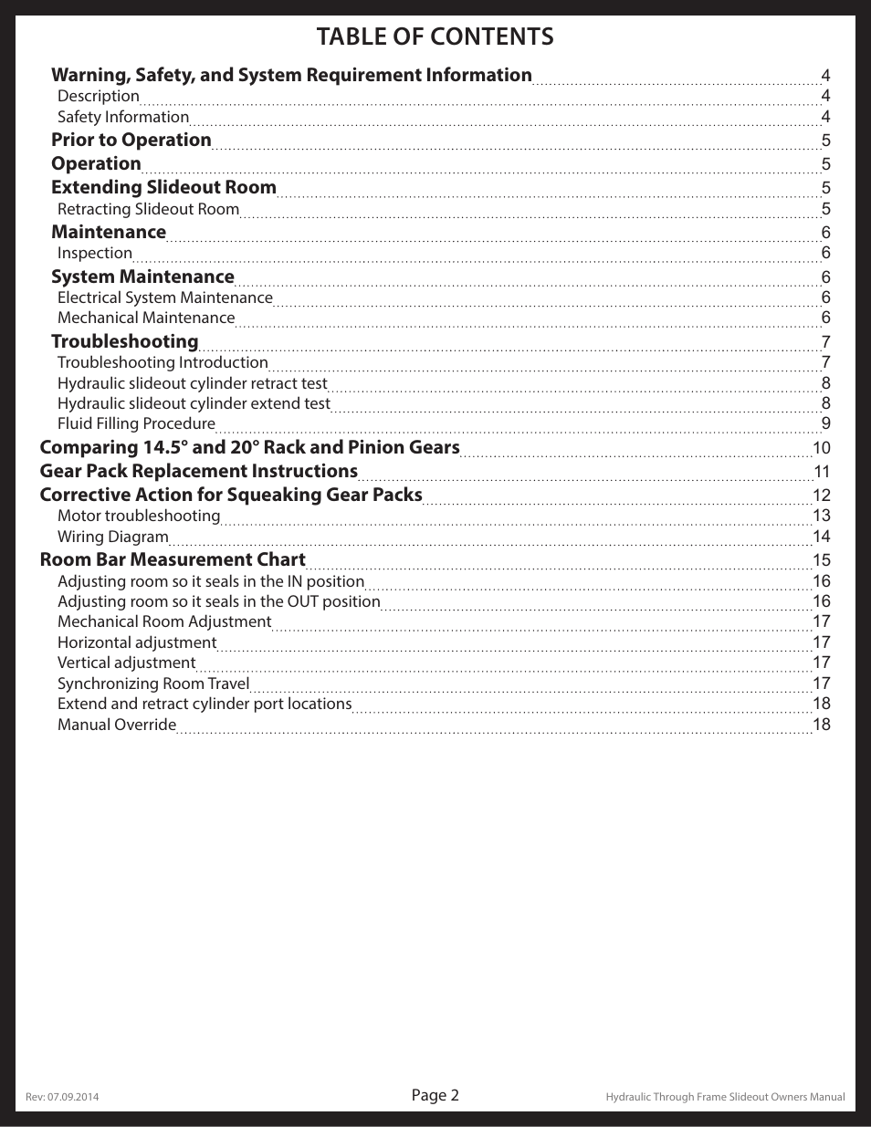 Lippert Components Hydraulic Through Frame Slideout User Manual | Page 2 / 36