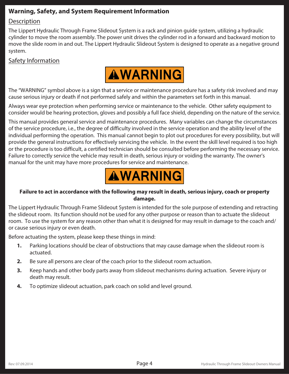 Lippert Components Hydraulic Through Frame Slideout User Manual | Page 4 / 36