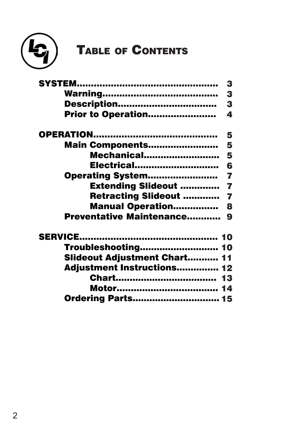 Lippert Components 2 X 3 Slideout System User Manual | Page 2 / 15