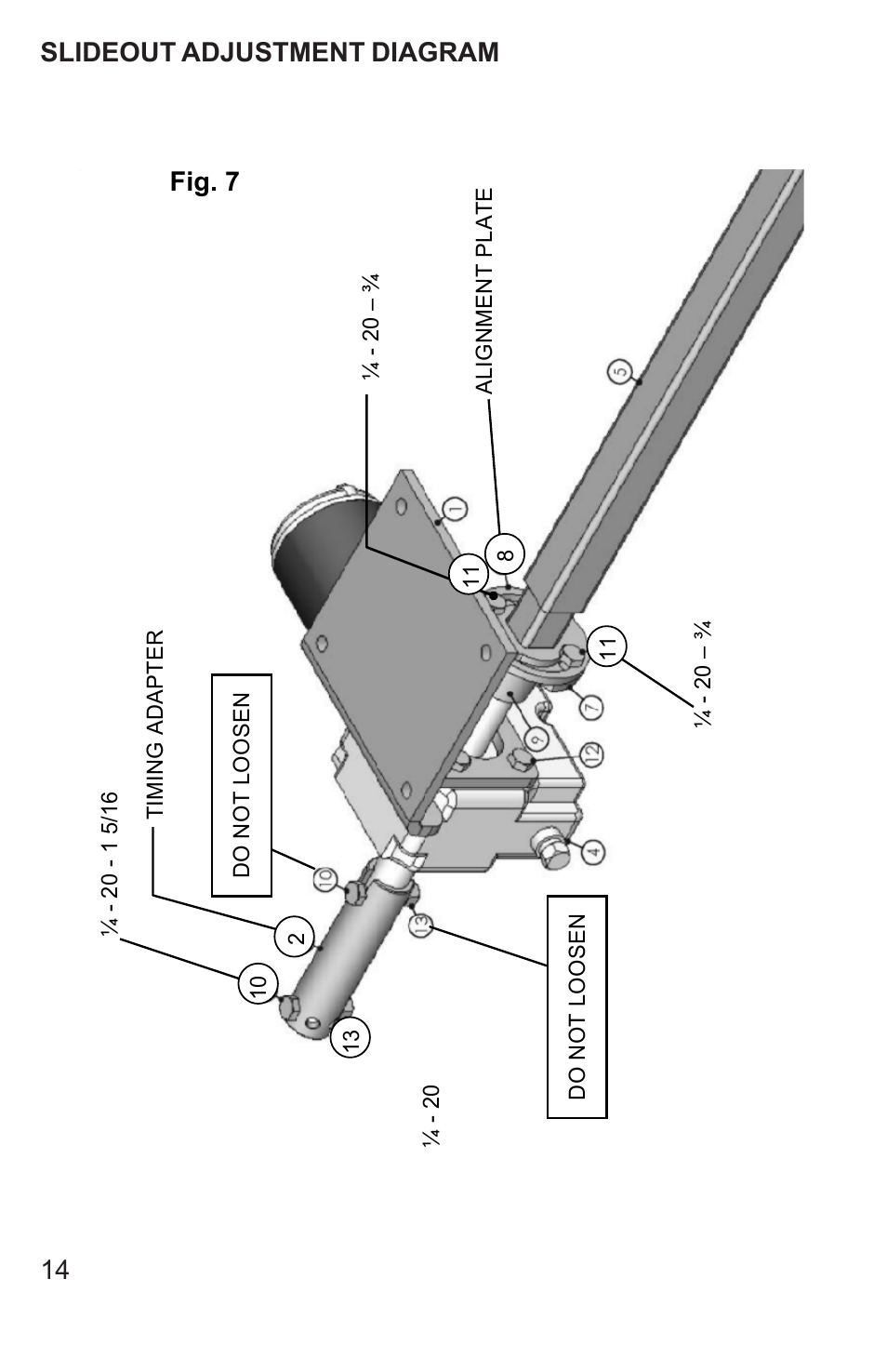 Fig. 7 slideout adjustment diagram 14 | Lippert Components Embedded Rack Slideout System User Manual | Page 14 / 16