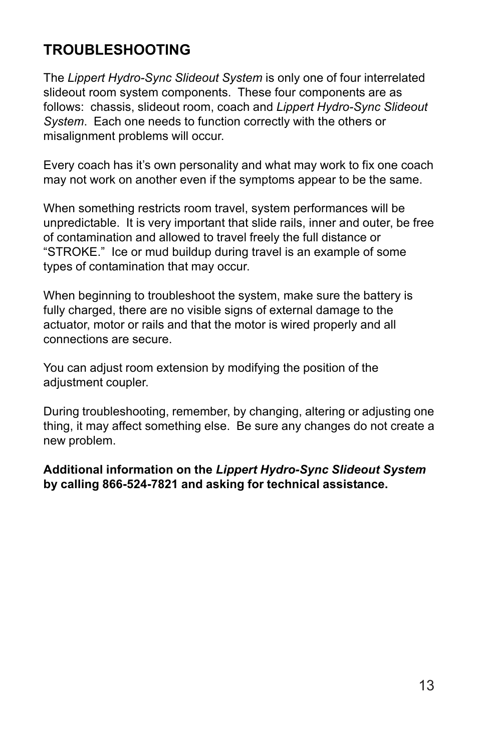 Lippert Components Hydro-Sync Slideout System User Manual | Page 13 / 18