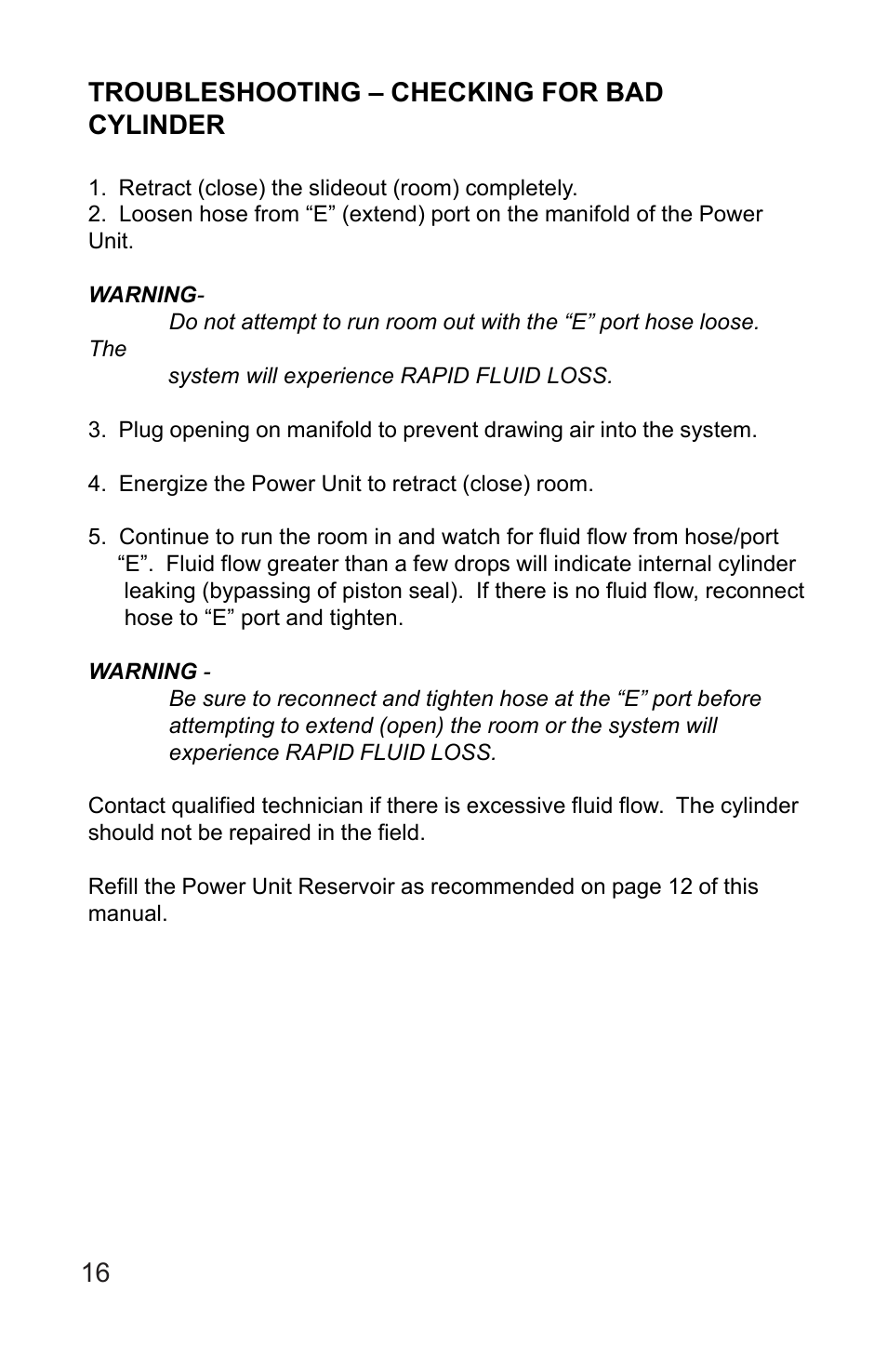 Lippert Components Hydro-Sync Slideout System User Manual | Page 16 / 18