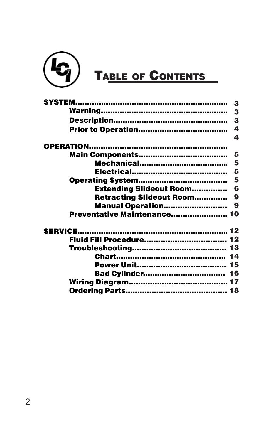 Lippert Components Hydro-Sync Slideout System User Manual | Page 2 / 18
