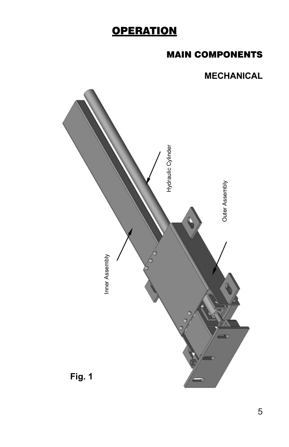 Operation, Fig. 1, Main components mechanical 5 | Lippert Components Hydro-Sync Slideout System User Manual | Page 5 / 18