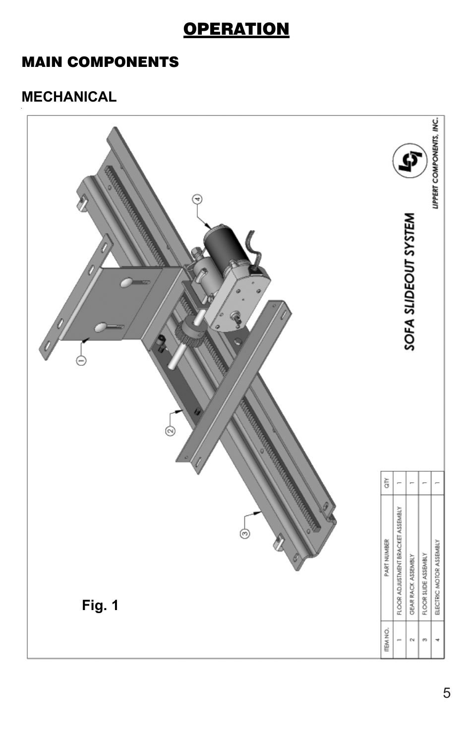 Operation | Lippert Components Sofa Slideout System User Manual | Page 5 / 16