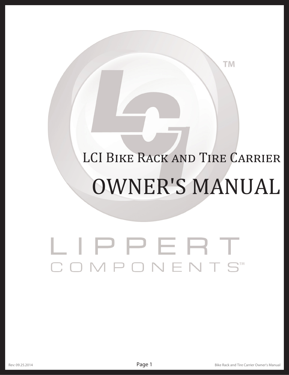 Lippert Components Bike and Tire Rack User Manual | 15 pages