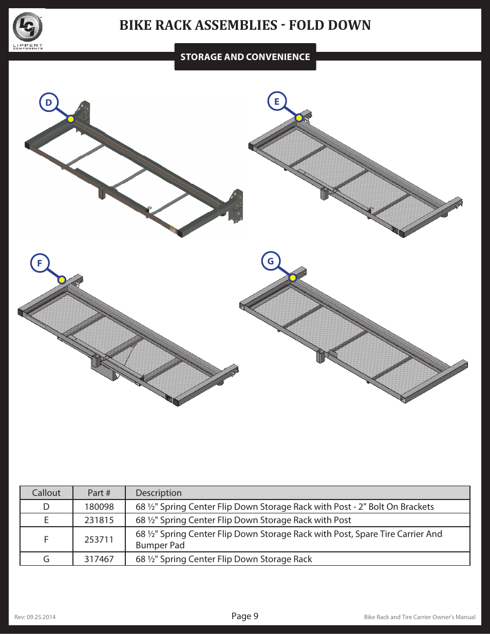 Lippert Components Bike and Tire Rack User Manual | Page 9 / 15