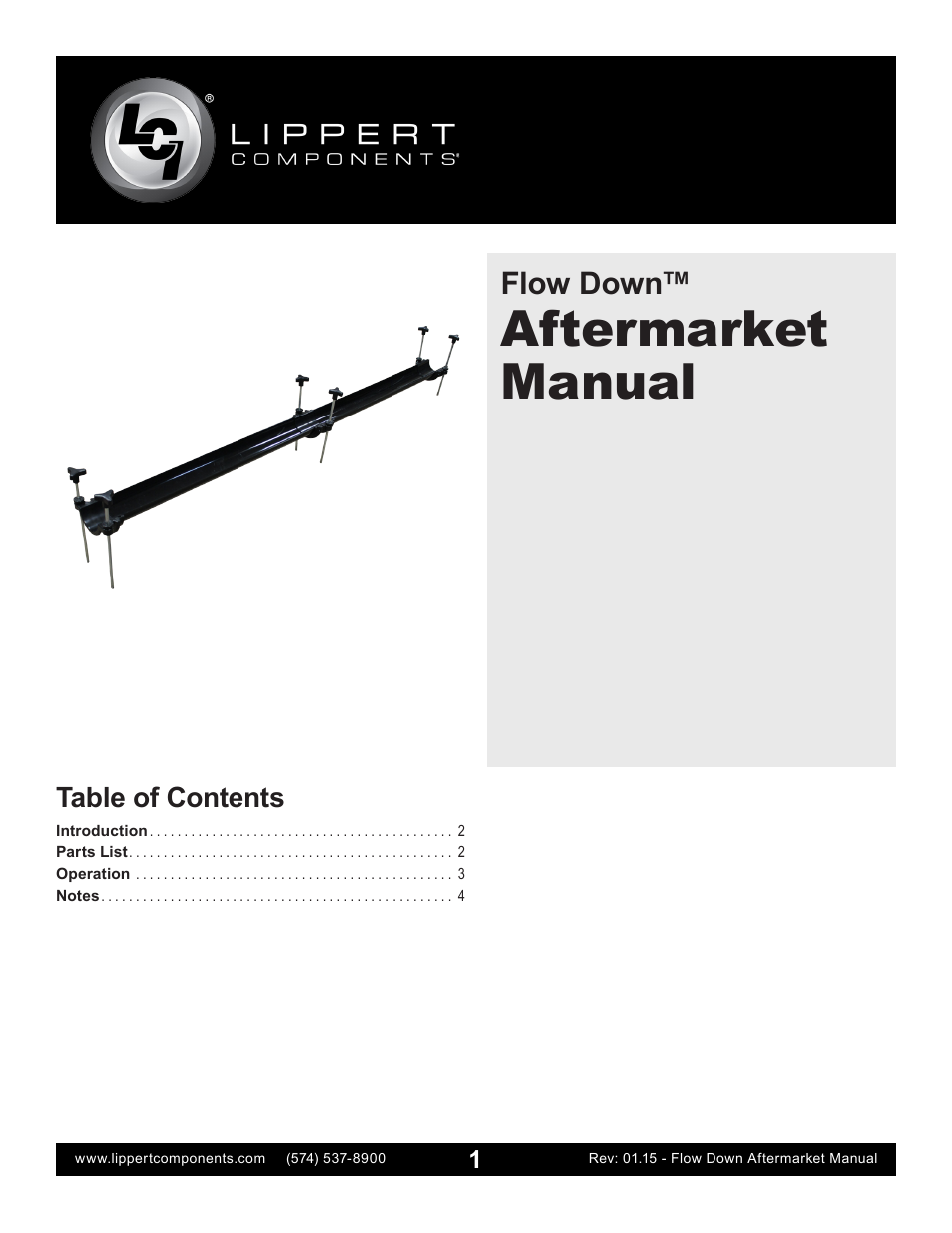 Lippert Components Flow Down Aftermarket User Manual | 4 pages